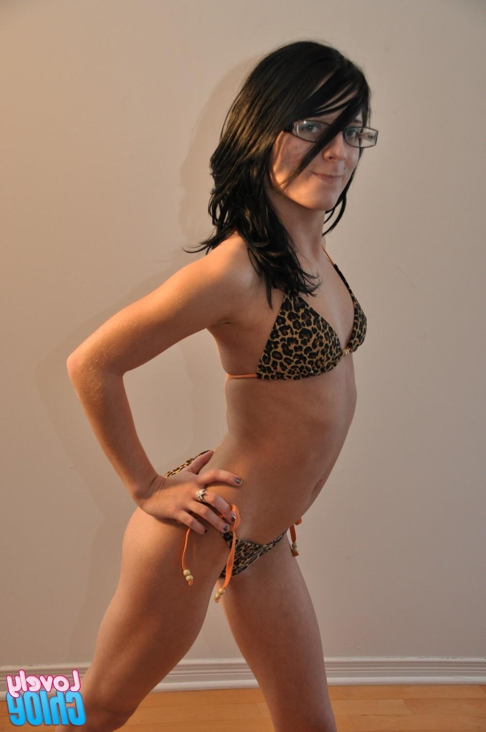 16P Skinny teen in glasses