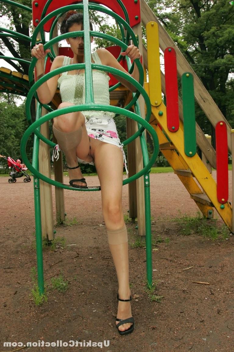 15P Unforgettable upskirt view from trimmed gal having fun