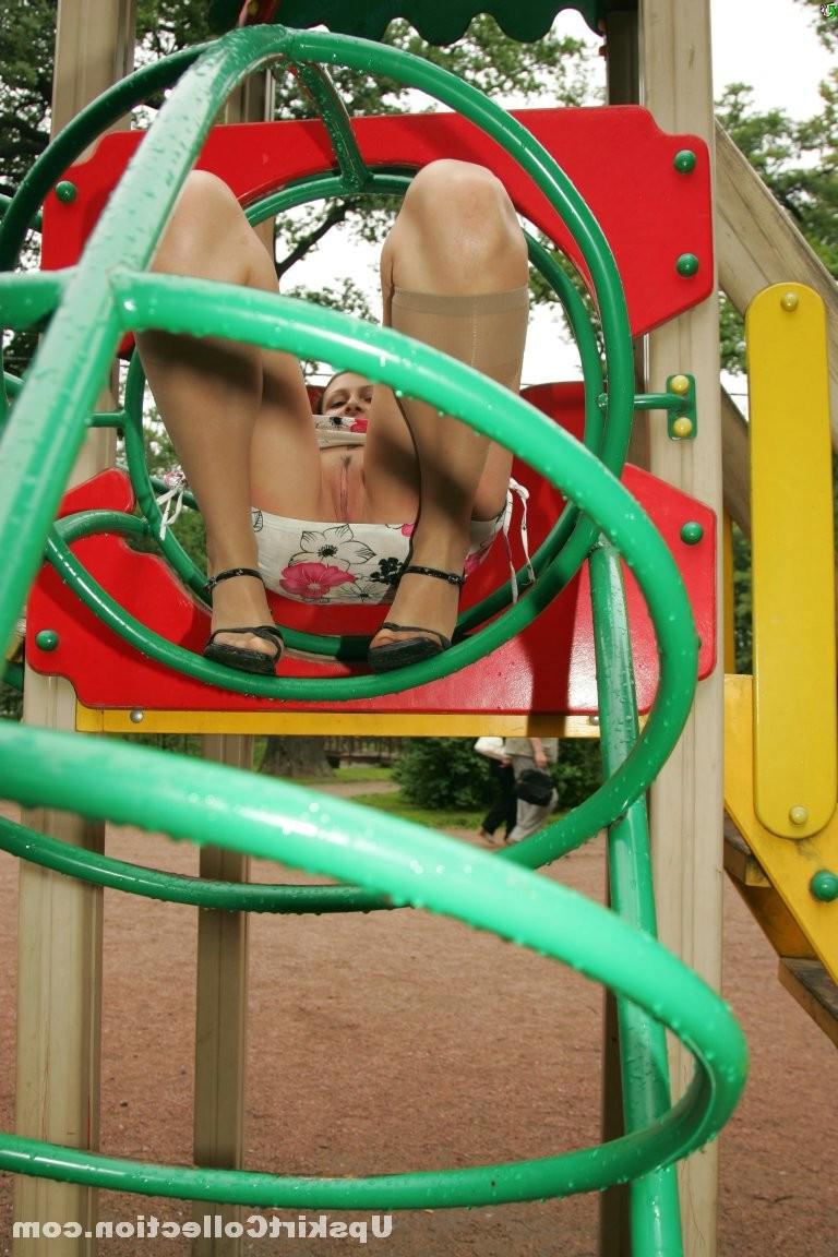 15P Unforgettable upskirt view from trimmed gal having fun