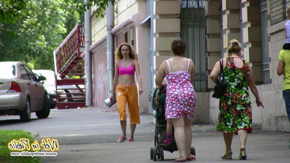 14P Blonde in sporty breeches and top shockingly wets herself on the street
