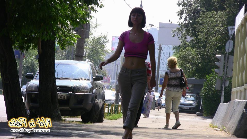 16P Chick wets her pants on the street looking like she forded the river
