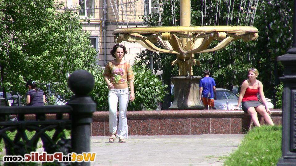 14P Chick followed reality style as she pees her pants in a public place