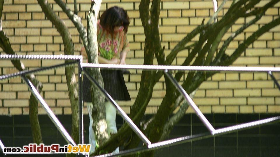 14P Chick followed reality style as she pees her pants in a public place
