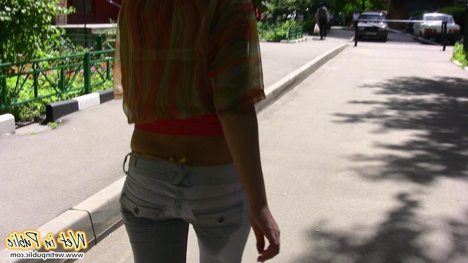 16P This public pants pisser can't hide a large wet spot on her jeans