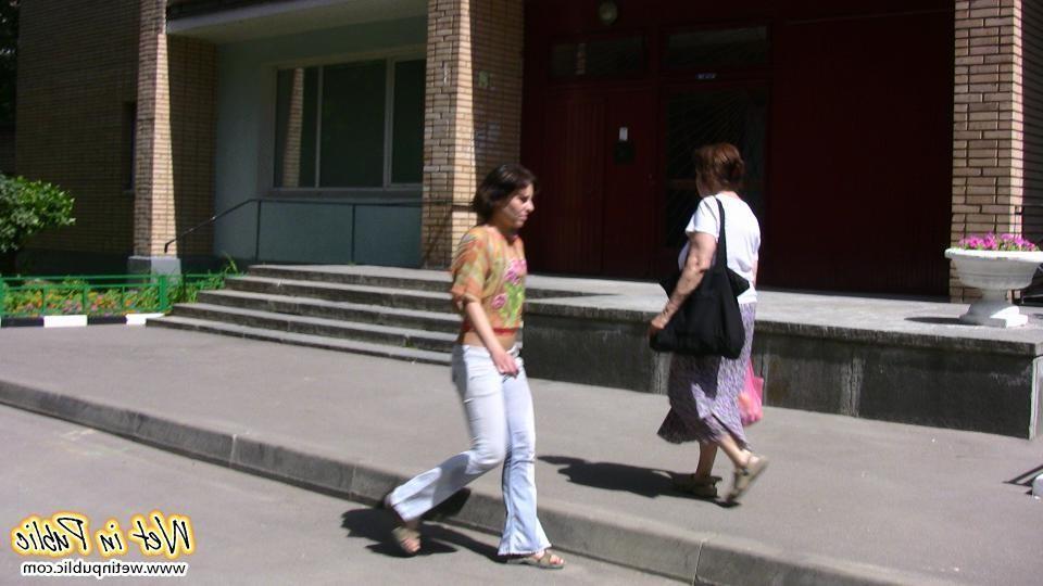 16P This public pants pisser can't hide a large wet spot on her jeans