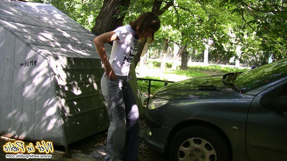 12P Explicit public jeans wetting and removing them a few minutes later
