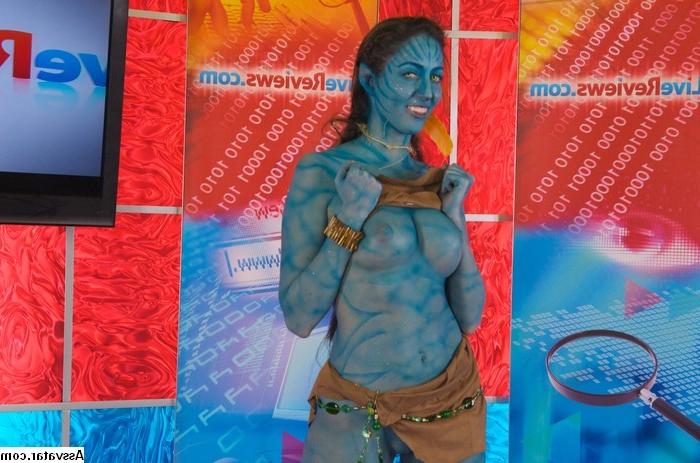 25P Avatar Porn Weird bizarre blowjob blue hottie sucking