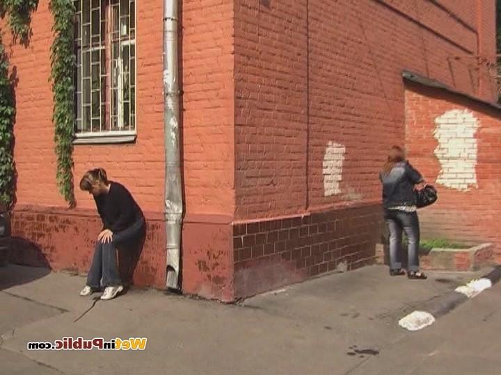 15P Ablush chick in pee-soppy pants compelled to pull them down in public