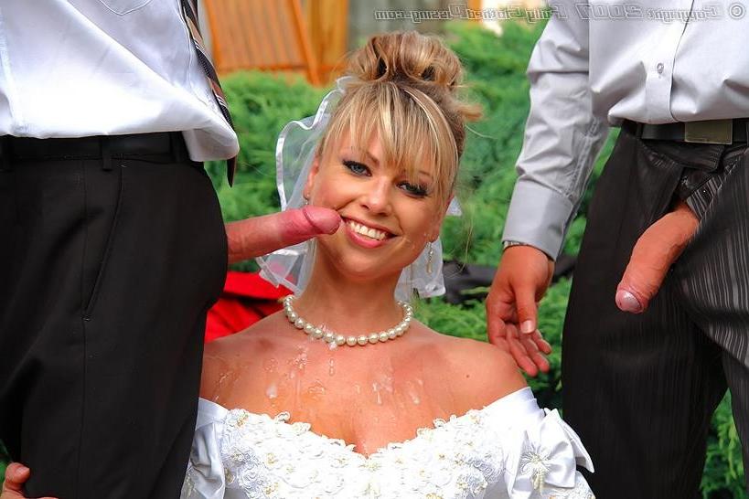 19P Blonde bride getting jizzed and pissed on by wedding guests