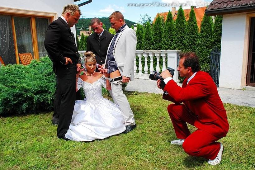 19P Blonde bride getting jizzed and pissed on by wedding guests