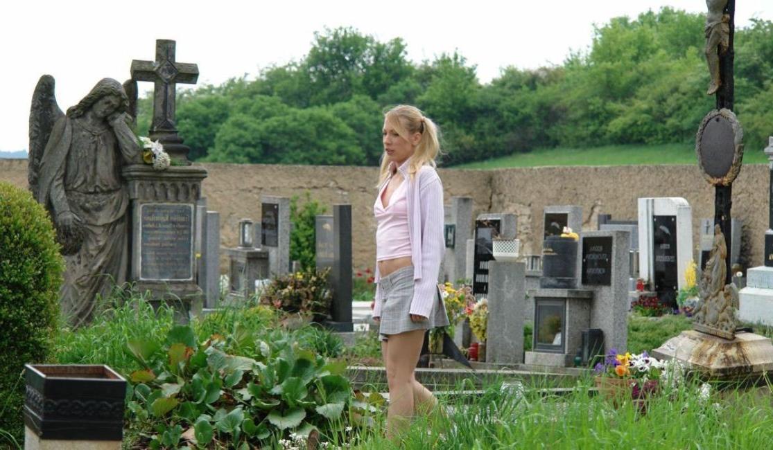 16P Blonde teen sucking grandpas cock on a cemetery