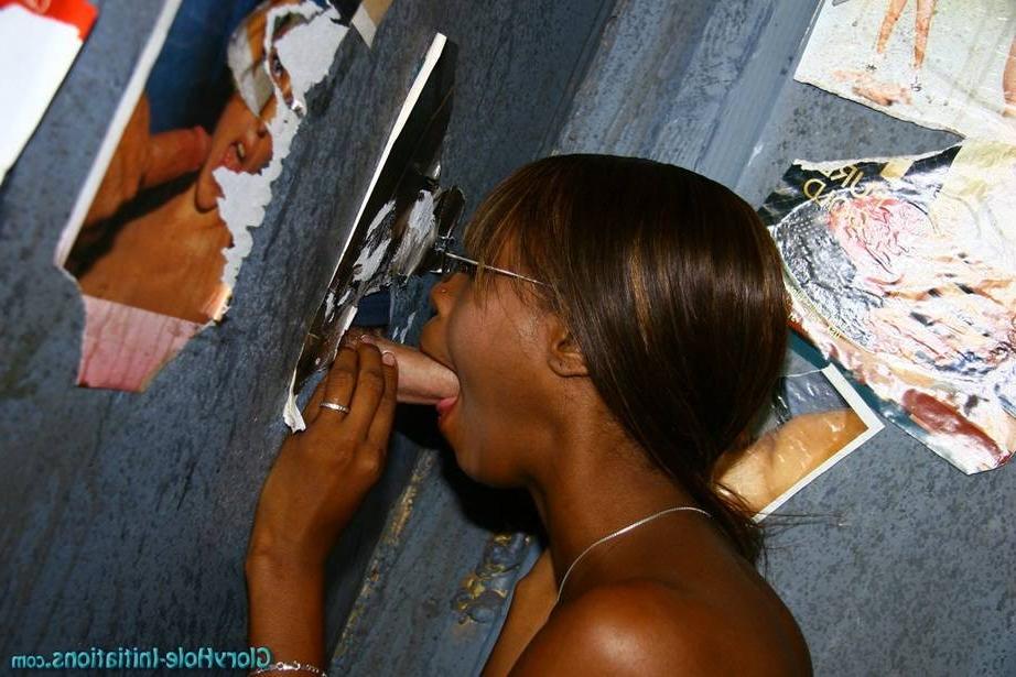15P Ebony Heidie Waters sucks white penis at gloryhole