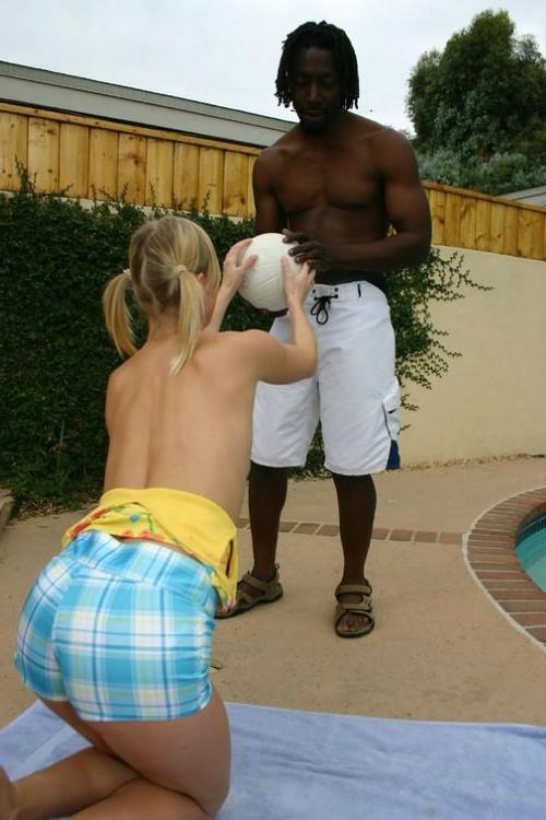 16P Blonde drains a big black cock