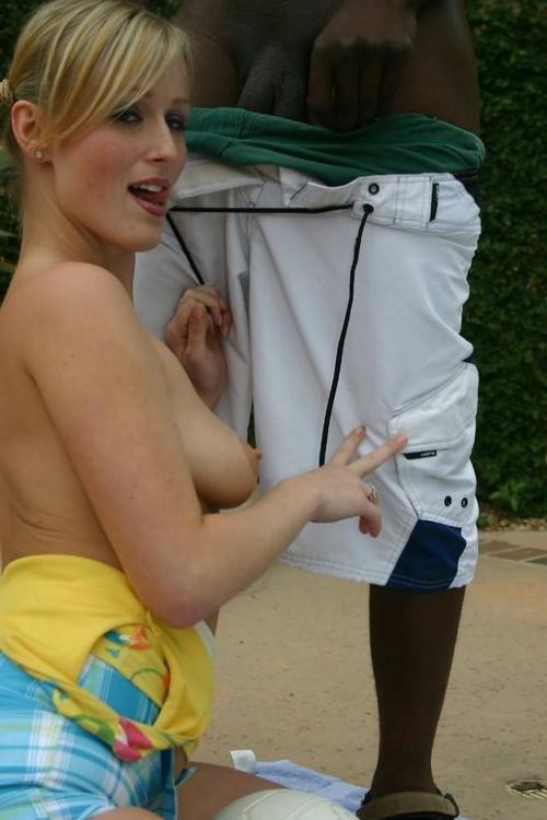 16P Blonde drains a big black cock