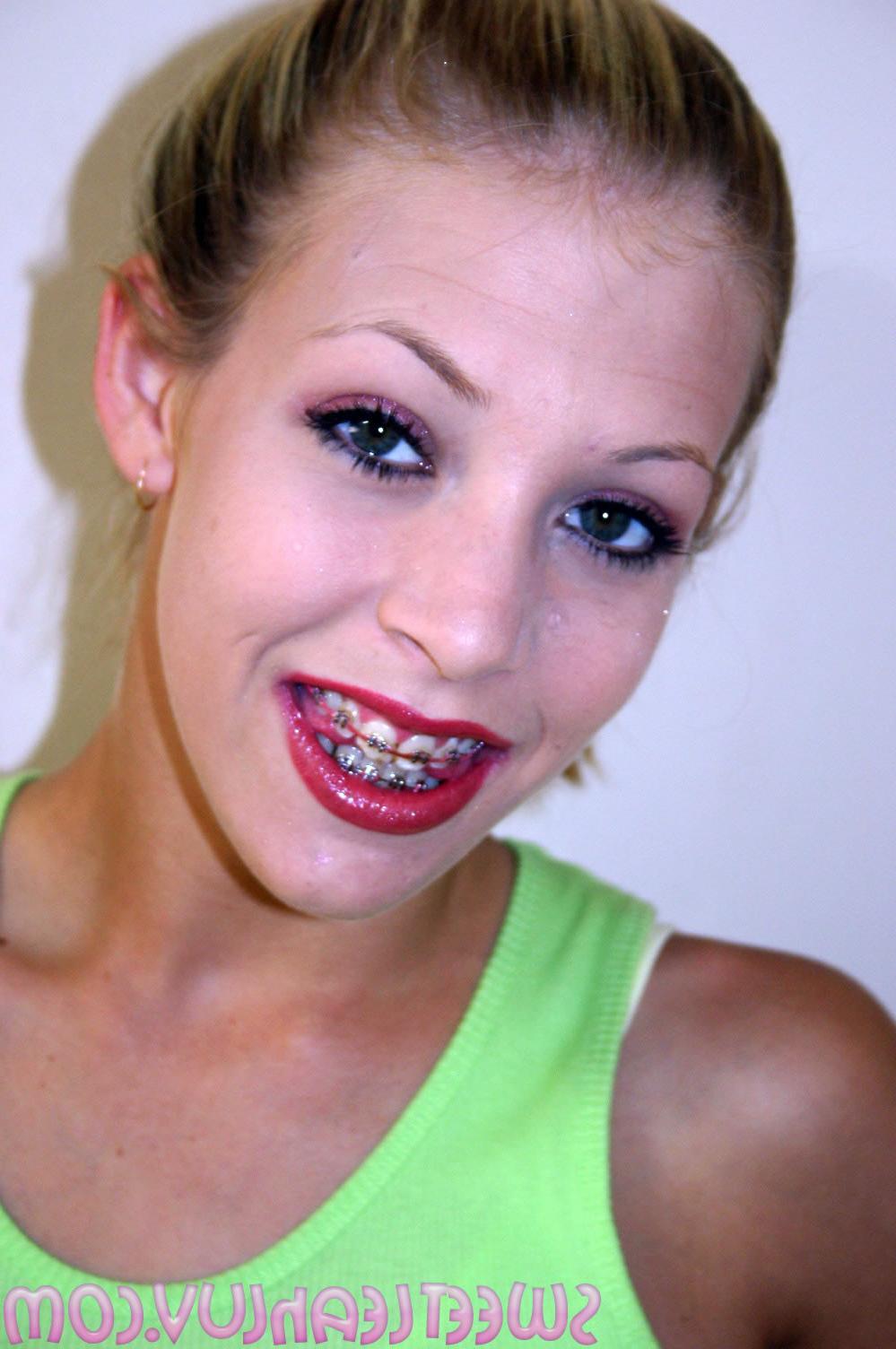 18P Petite blond Leah Luv gets nasty with strawberries