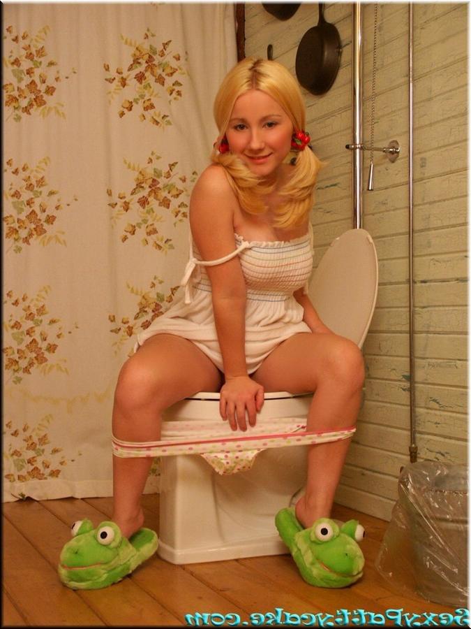 15P Pattycake pulls down panties and sits on toilet