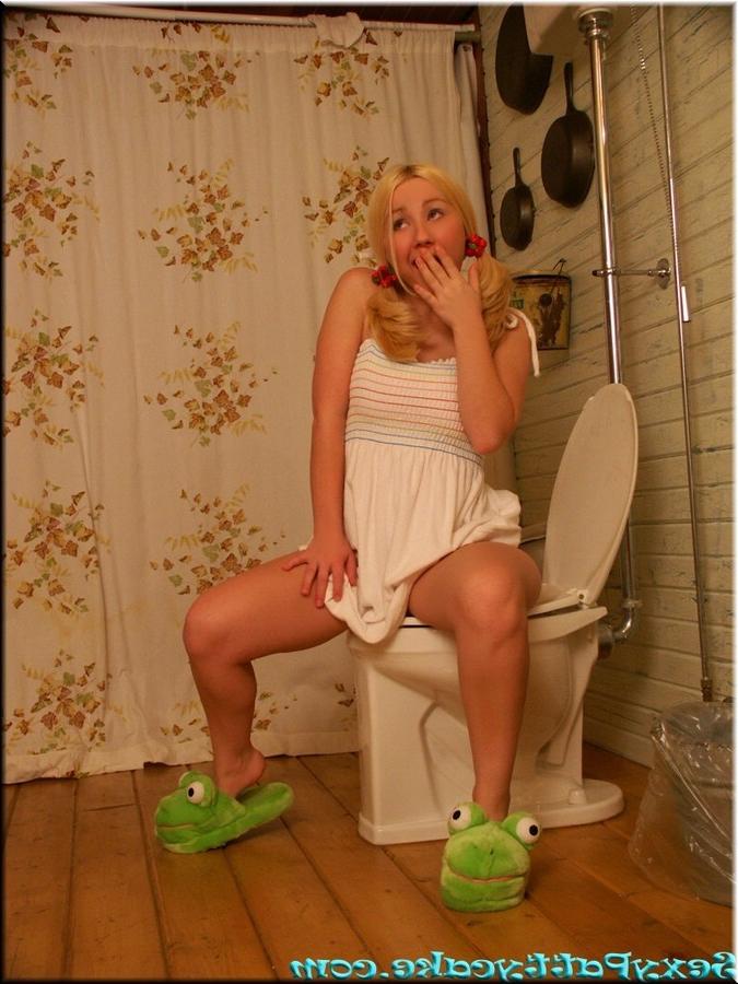 15P Pattycake pulls down panties and sits on toilet