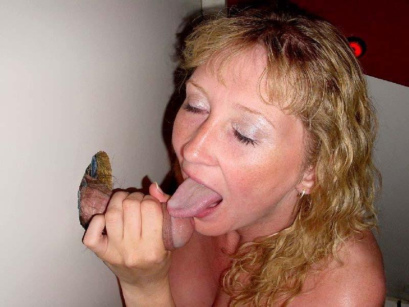 18P Blonde blows huge loads in gloryhole