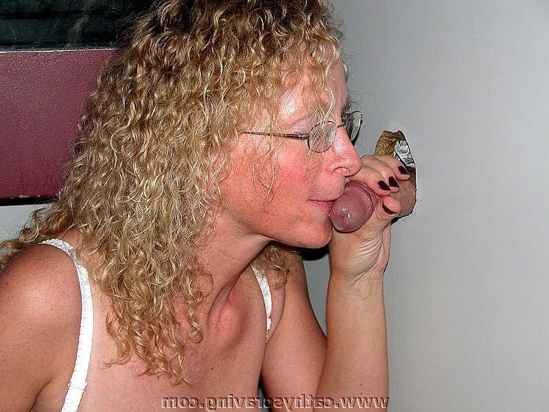 19P Blonde milf blows strangers cocks in gloryhole