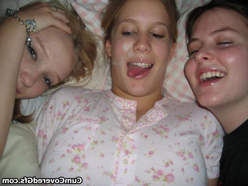 15P Teen gfs get blasted with cum and jizz facials