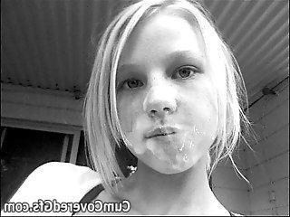 16P Teen gfs get blasted with cum and jizz facials