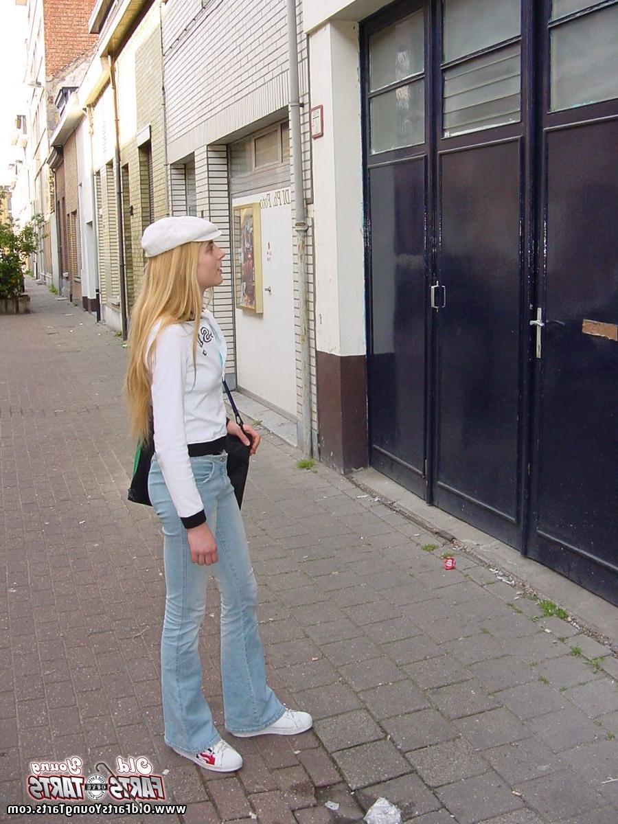 5P Blonde teenage girl with a mouthful of warm senior semen