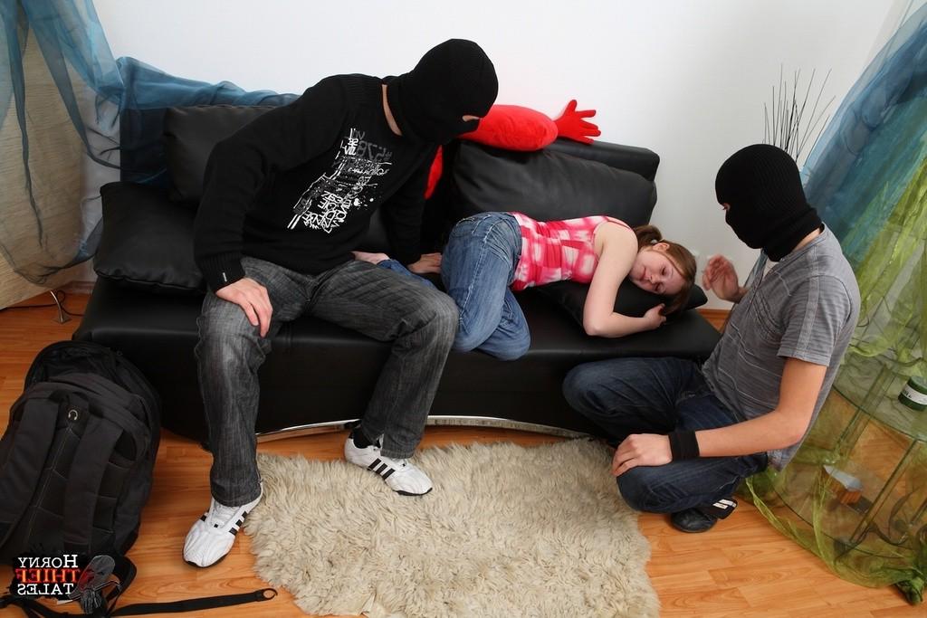 12P Two studs in masks play with Lilyas wet pinkish slit and then push their cocks i