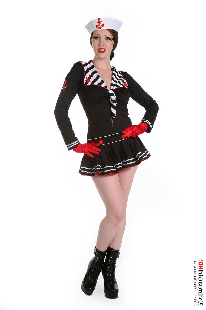 16P Naughty brunette Shabba stripping off her uniform
