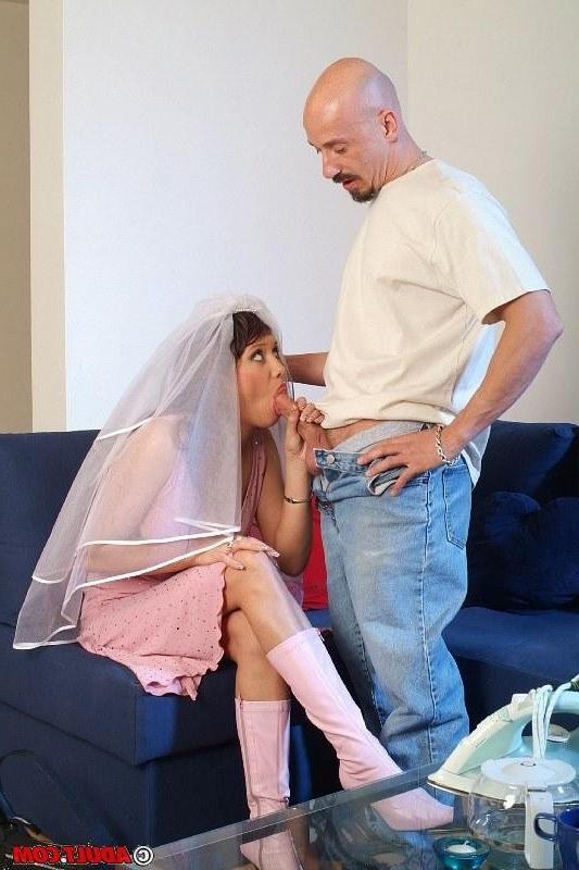 16P beautiful brunette getting banged in bride costume