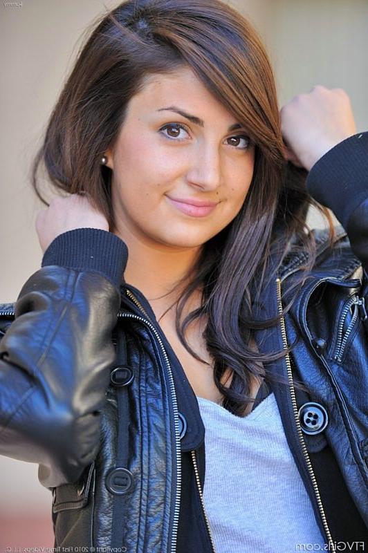 14P Cute flirtatious teen brunette flashes nude outdoors