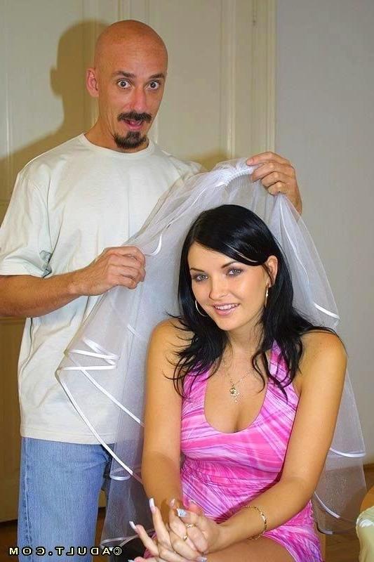 16P Horny brunette bride sucking n getting fucked