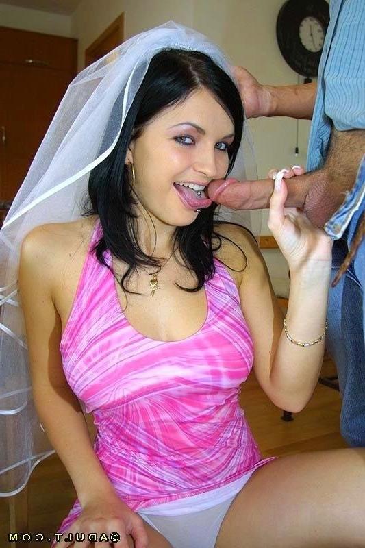 16P Horny brunette bride sucking n getting fucked