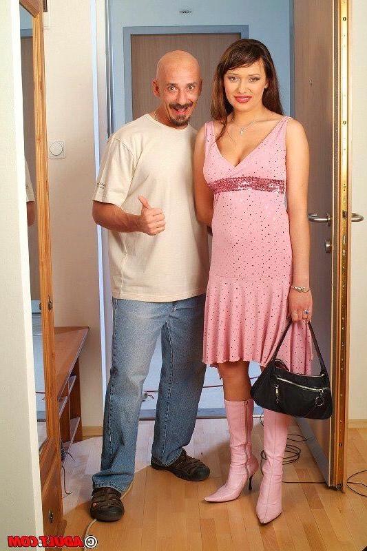 15P Big tits european brunette bride fucking her shaved pussy