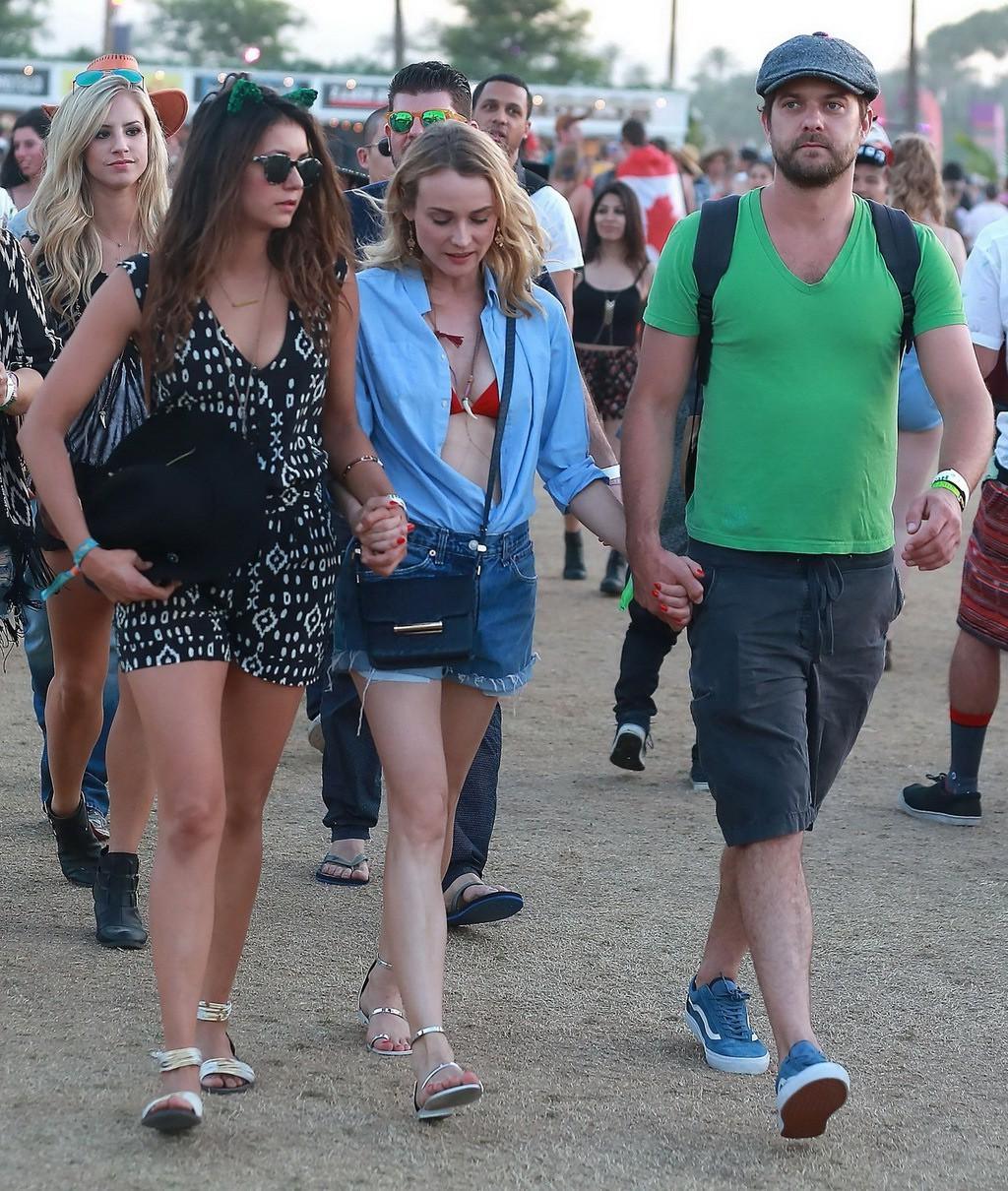 16P Nina Dobrev and Diane Kruger cleavy and leggy at Coachella Music Festival Weeken