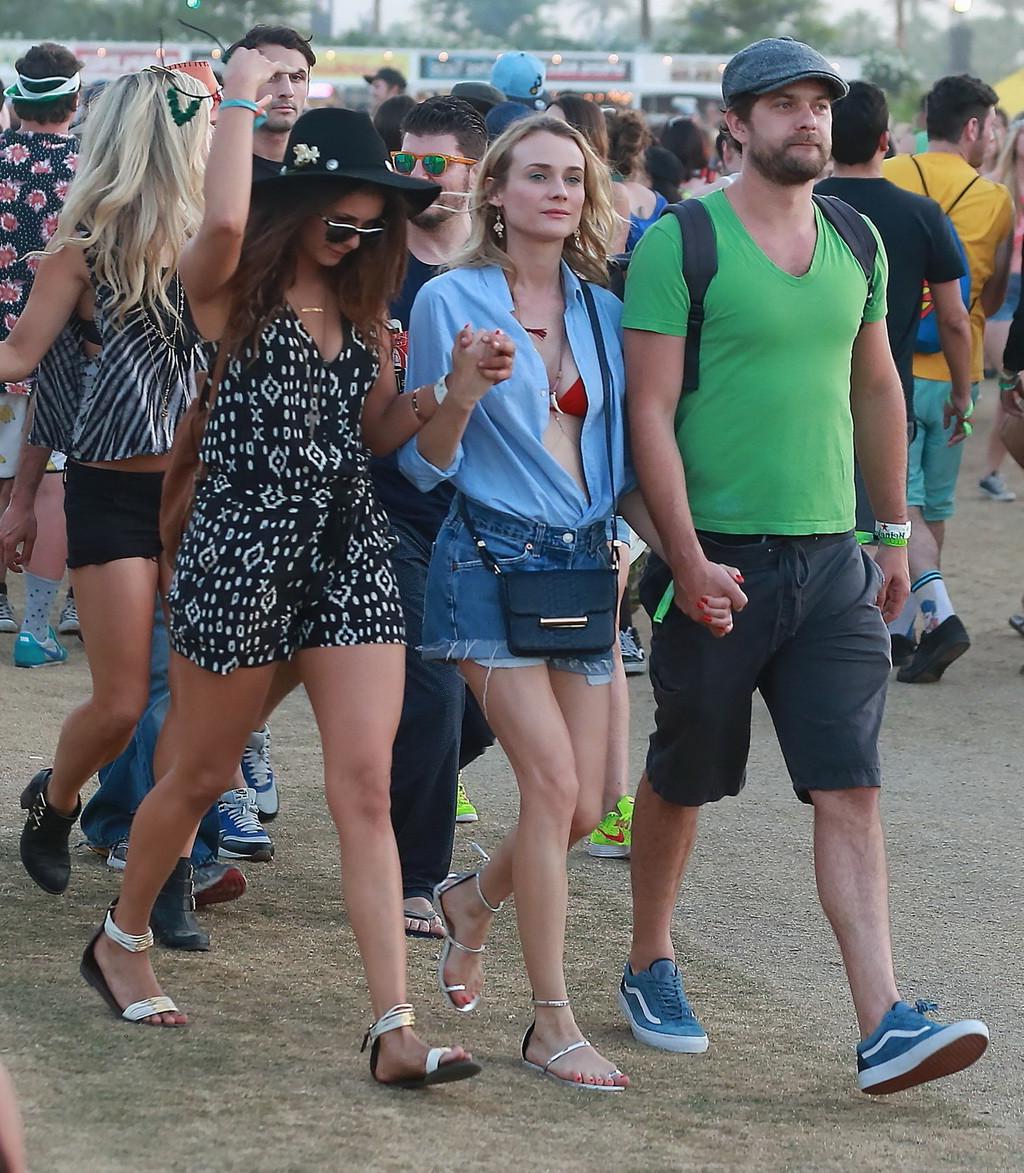 16P Nina Dobrev and Diane Kruger cleavy and leggy at Coachella Music Festival Weeken