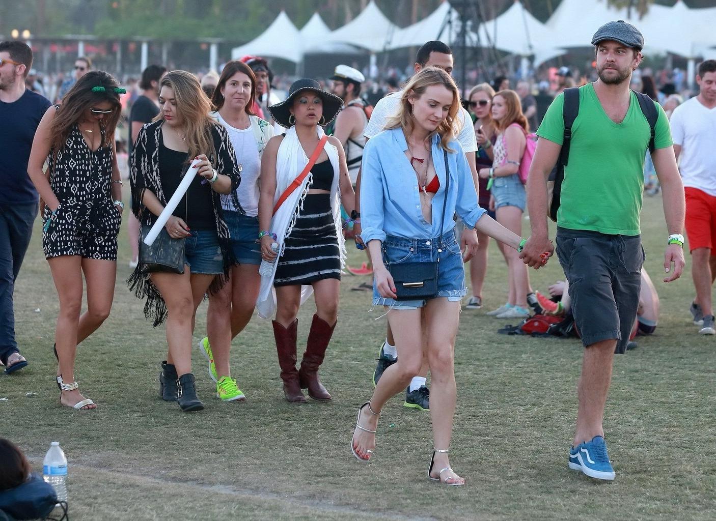 16P Nina Dobrev and Diane Kruger cleavy and leggy at Coachella Music Festival Weeken