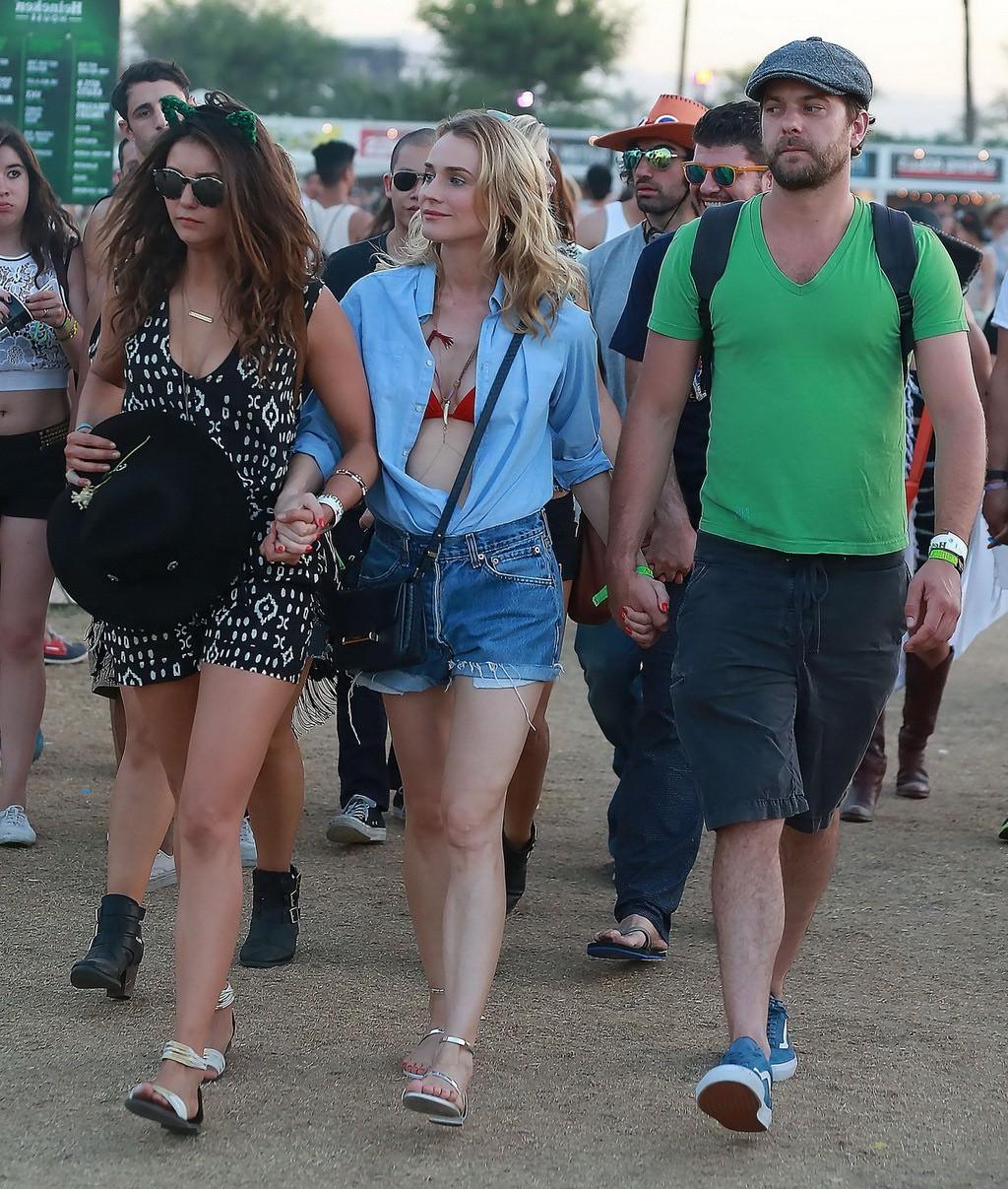 16P Nina Dobrev and Diane Kruger cleavy and leggy at Coachella Music Festival Weeken