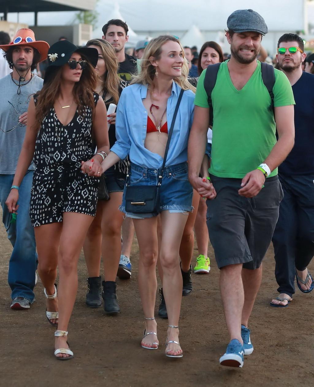 16P Nina Dobrev and Diane Kruger cleavy and leggy at Coachella Music Festival Weeken