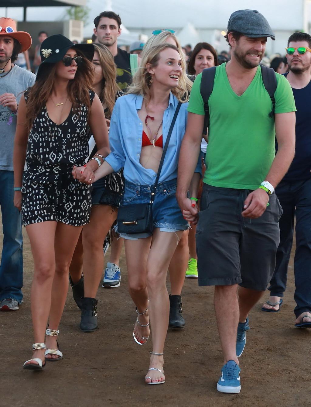 16P Nina Dobrev and Diane Kruger cleavy and leggy at Coachella Music Festival Weeken