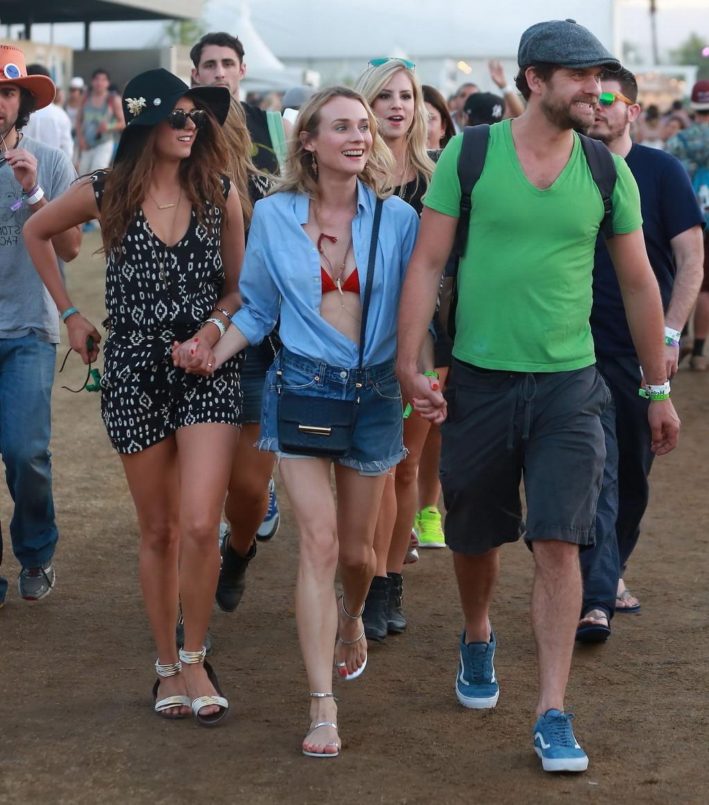16P Nina Dobrev and Diane Kruger cleavy and leggy at Coachella Music Festival Weeken