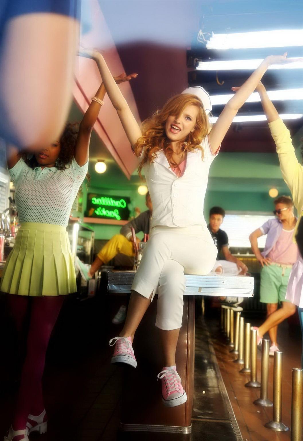 16P Bella Thorne near nipslip in a sexy waitress uniform at Call It Whatever music v
