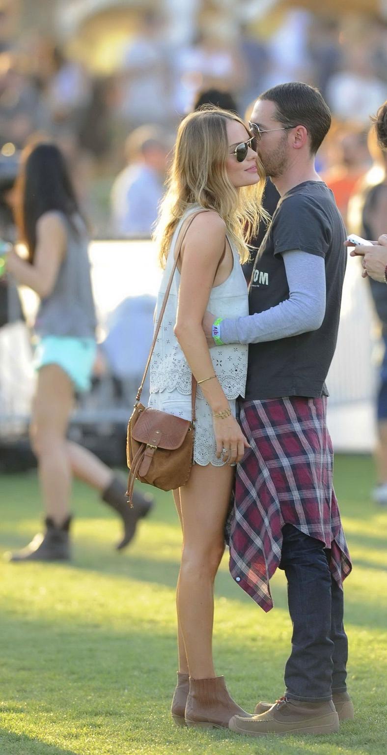 16P Kate Bosworth leggy wearing retro shorts and top at Coachella Music and Arts Fes