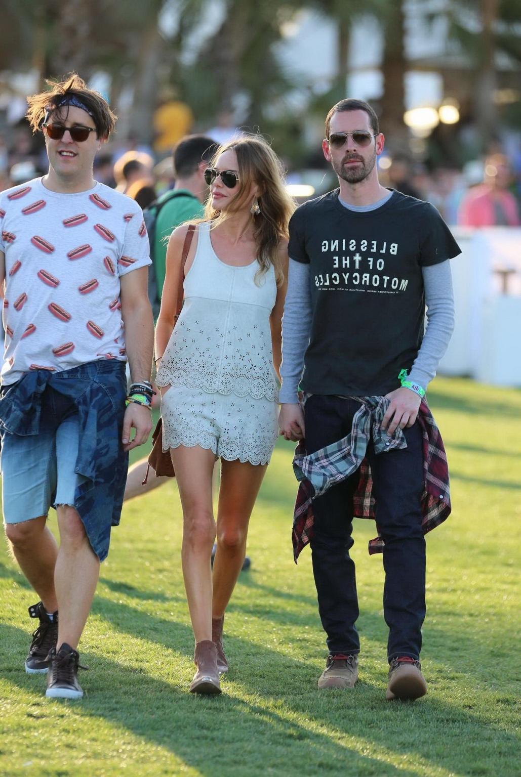 16P Kate Bosworth leggy wearing retro shorts and top at Coachella Music and Arts Fes