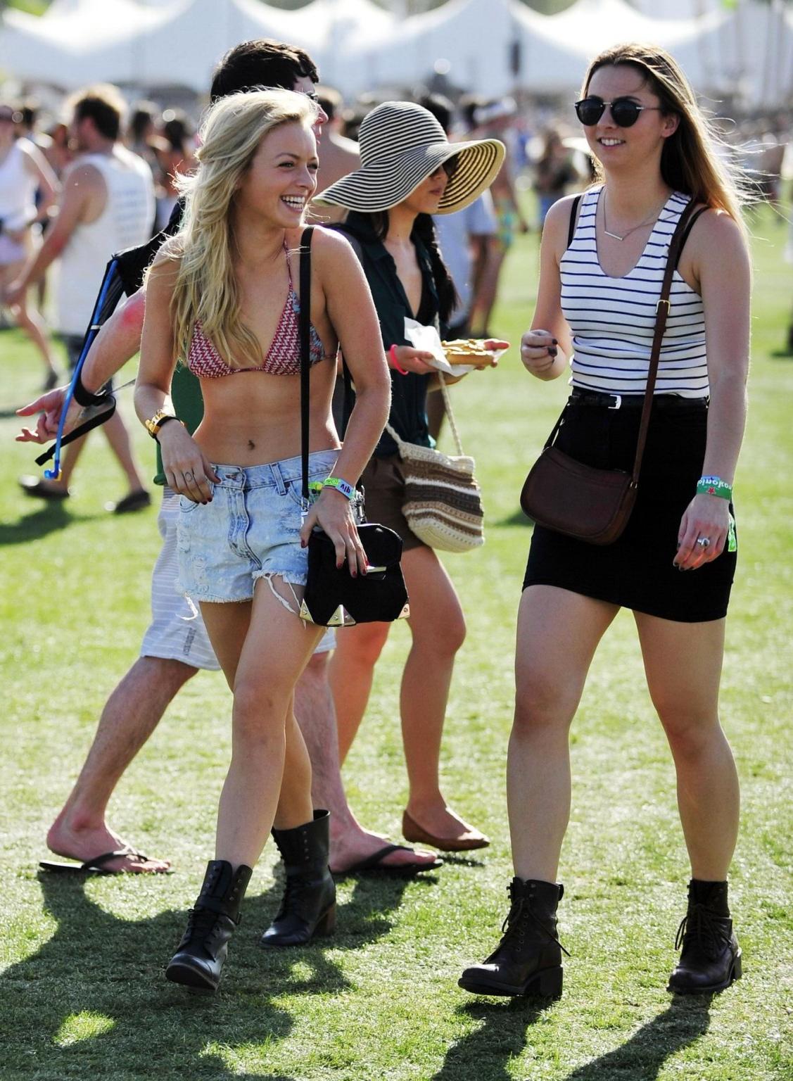 16P Francesca Eastwood wearing a bikini top  a denim shorts at Coachella Music  Arts