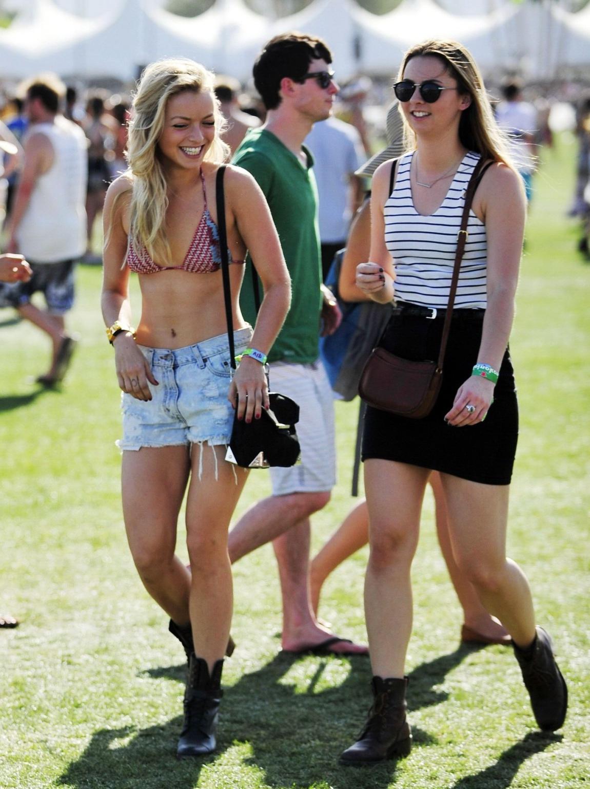 16P Francesca Eastwood wearing a bikini top  a denim shorts at Coachella Music  Arts