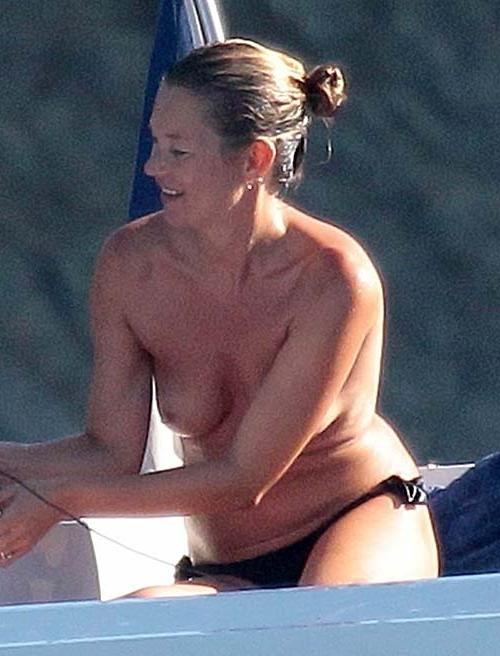 9P Kate Moss enjoying on yacht with her friends in topless