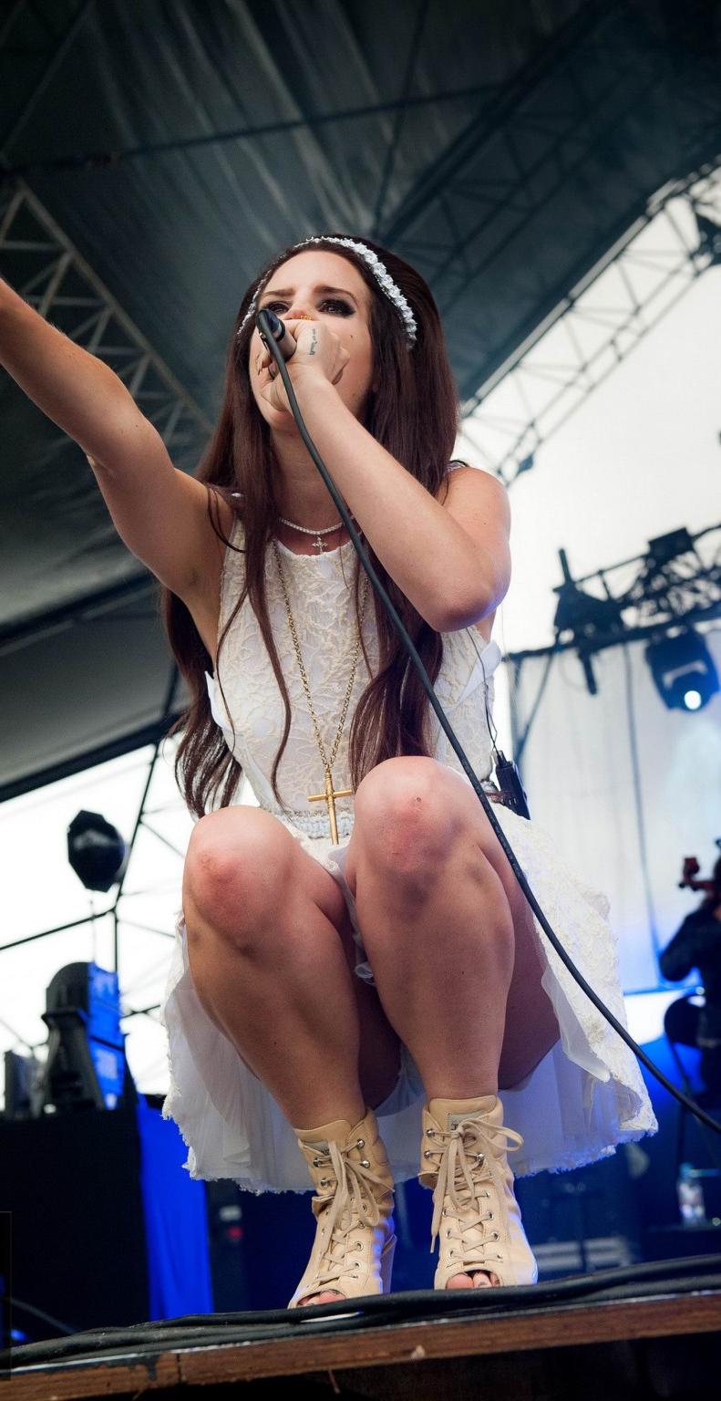 10P Lana Del Rey flashing her panties while performing at Eurockeennes Music Festiva