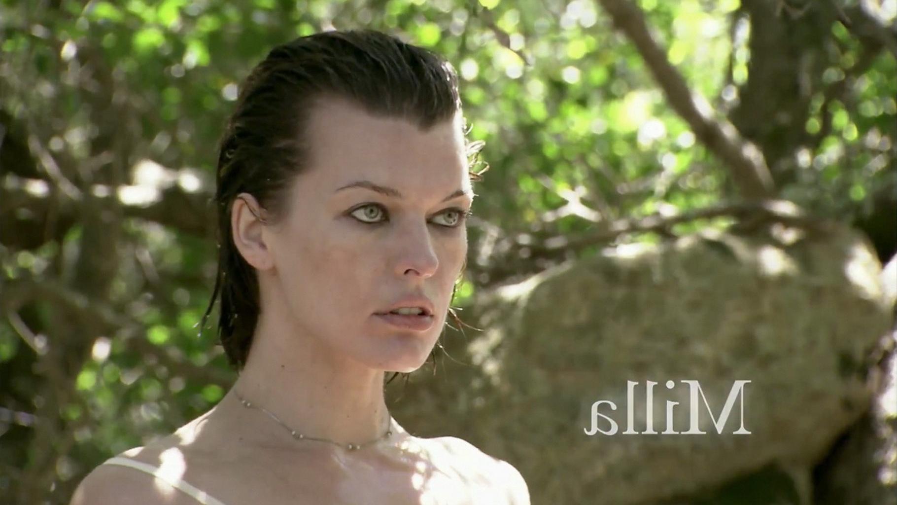 10P Beautiful Milla Jovovich showing off her boobs in topless and some c-thru underw