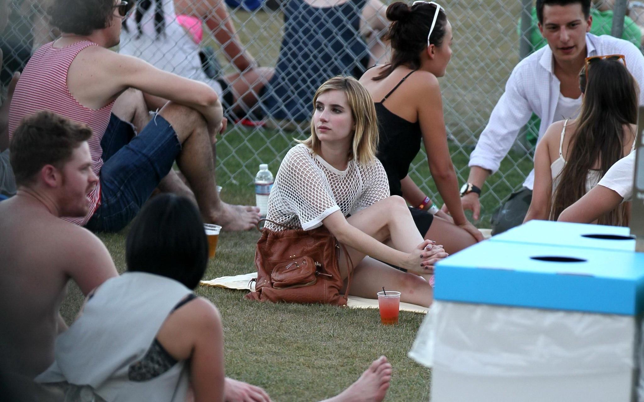 10P Emma Roberts wearing sexy outfits at Coachella Music Festival