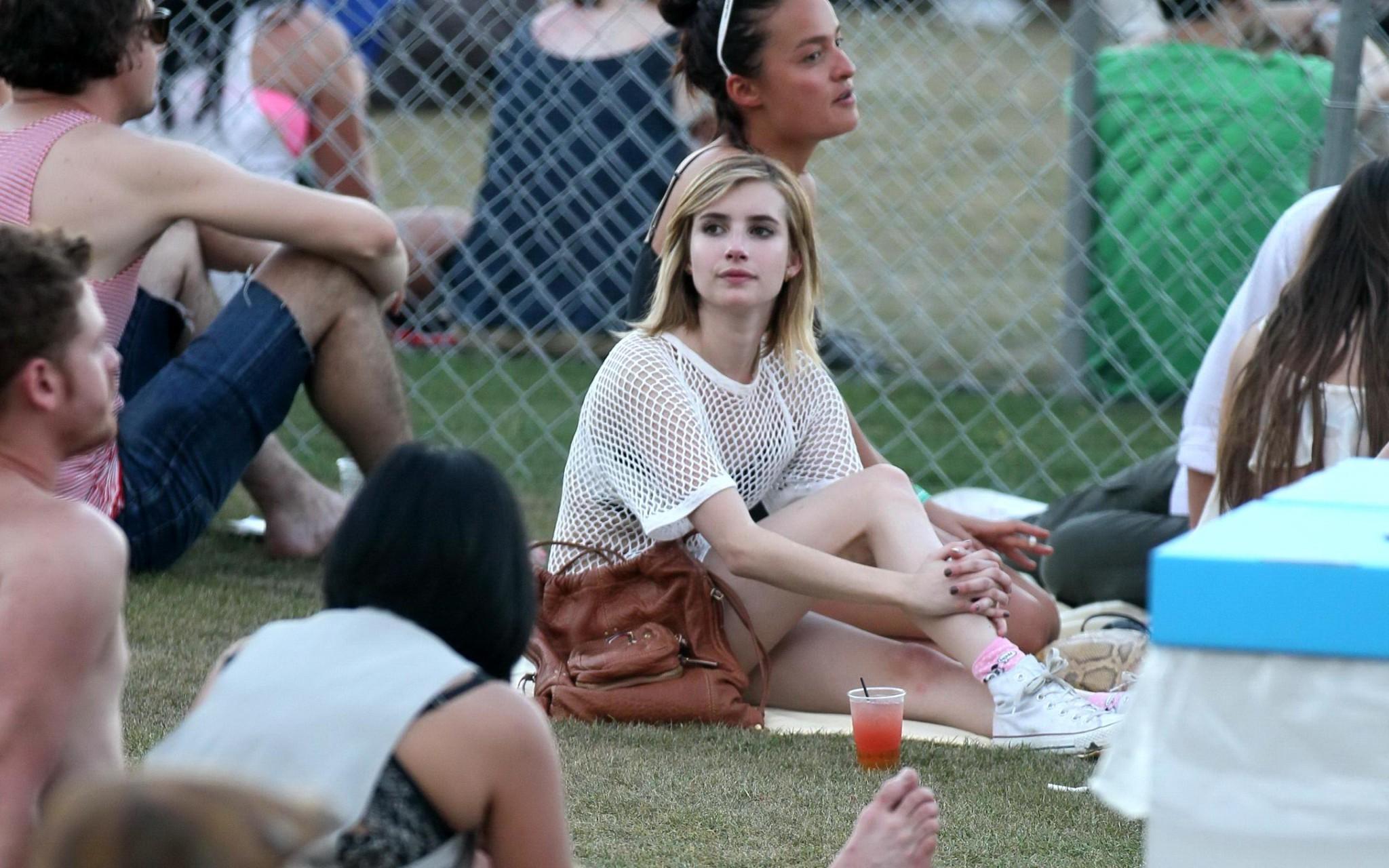 10P Emma Roberts wearing sexy outfits at Coachella Music Festival